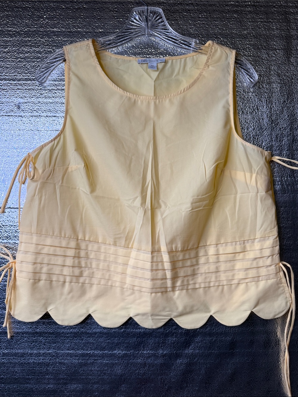 Cato Pale Yellow Scalloped Hem Cotton Tank